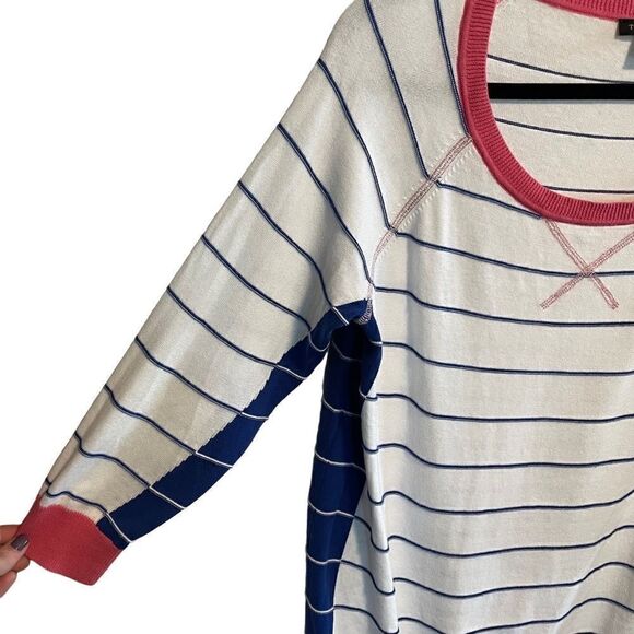 Talbots- Women’s Nautical Striped Boat Neck 3/4 Sleeve Preppy Sweater, Sz Large - Picture 4 of 7